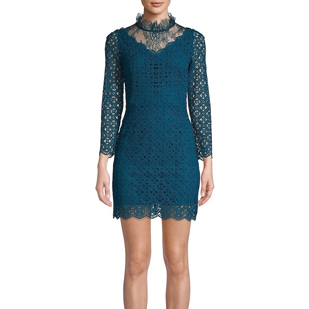 SANDRO Bartsie paneled scallop macramé lace dress